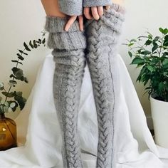 Questions? Leave A Comment Below! Winter Stockings, Woolen Socks, Over Knee Socks, Knit Stockings, Knitted Socks, Over The Knee Socks, Thigh High Socks, Warm Socks, Mini Robes