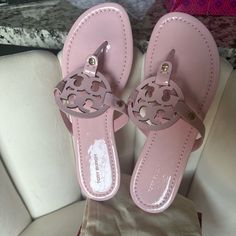 Never Worn Outside The House, Only Tried Them On And Walked Around In Doors Color-Pink Size 8 Retails For $198 So Price Is Firm. Tory Burch Sandals Sparkly, Pink Tory Burch Sandals, Tori Burch Sandals, Tory Burch Slides, Dior Store, Pretty Sneakers, Pretty Sandals, Pretty Shoes Sneakers, Cute Shoes Heels