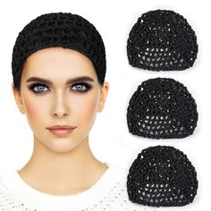 PRICES MAY VARY. WHAT YOU WILL GET: 3 pieces of crocheted hair net caps, enough to use in daily life, you can also share with your family or friends.As each hair cap is handmade, so the size will be a little different, please understand. SOFT: Our mesh crochet hair nets are knitted to be soft, strong and durable enough for long term use. The hair net is hand washable in warm water and easy to clean. COMFORTABLE: This crochet hairnet cap is very stretchy, so it can be stretched to fit most hairst Crochet Hairnet, Crochet Hair Net, Crocheted Hair, Mesh Crochet, Hair Nets, Shower Caps, Hair Net, Hair Cover, Hair St