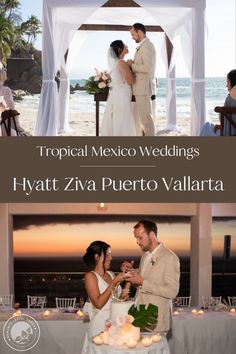 If you are looking for the perfect destination wedding locations in Mexico for a beautiful beach wedding, read about this real wedding at Hyatt Ziva Puerto Vallarta.  Hyatt Ziva Puerto Vallarta is all inclusive, family friendly and is very private. Read about how the couple selected this mexico destination resort for their dream wedding, from the private beach for their beach wedding ceremony, to the cost savings of a destination wedding and working with our expert romance travel team.