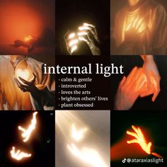 several different images with the words'internal light'written in white on them