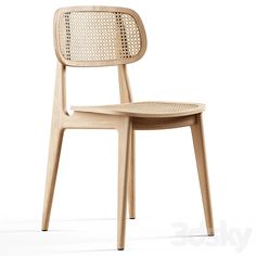 a wooden chair sitting on top of a white floor