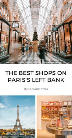 the best shops on paris's left bank with text overlay that reads, the best shops on paris'left bank