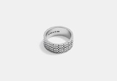 Sterling Silver Signature Ring | COACH Signature Ring, Signature Rings, Sterling Ring, Band Ring, Sleek Design, Band Rings, Sterling Silver Rings, Jewelry Collection, Ring Size