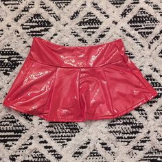 I Love This Skirt, It Runs A Little Short But Has Built In Soft Shorts. Beautiful Bright Red, Size 4 (Small) Brand New Never Worn With Tags! 100% Polyurethane! Red Sequin Shorts, Aliyah Core, Red Leather Mini Skirt, Pink Leather Skirt, Core Outfits, Shiny Skirts, Shein Skirts, Black Sequin Skirt, Leather Skirt Outfit