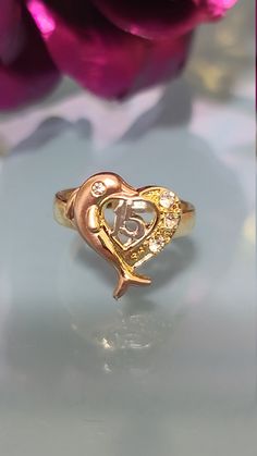 "Special for you. We offer free shipping with the purchase of 35 dollars or more! with First Class Mail (Not Priority Mail) 14k Tricolor Gold Plated \"Mis Quince\" Dolphin Ring ~ Lindo anillo para tus XV Años en Oro Laminado, Perfect for \"Mis XV\", Special Gift! Material: Cooper \"The girl who is fifteen years old,\" which basically means the birthday girl, but the actual event is also called Quinceañera. ... mis quinces, quince, mis quince años, fiesta rosa, sweet fifteen, etc. *ABOUT US* \"As Sweet Fifteen, Dolphin Ring, Multi Stone Ring, Multi Stone, The Girl Who, Birthday Girl, Quince, Quinceanera, Tri Color