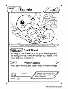 the pokemon card has been drawn and is ready to be used as a coloring book