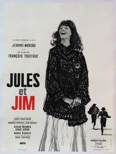 a movie poster for the film jules at j m with a woman in a black dress