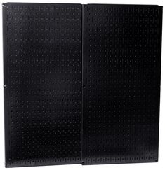 two black pegboard boards with holes on them, one is closed and the other has no