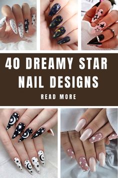 “Twinkle, twinkle, little star, How I wonder what you are. Up above the world so high, Like a diamond in the sky.”… Christmas Nails With Stars, Almond Nails Star Design, French Manicure Designs, Sparkle Nails