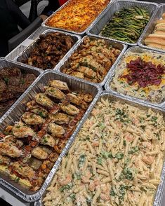 an assortment of food items displayed in trays