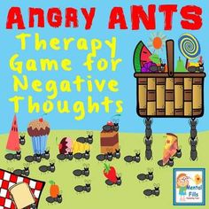 Too many ants at a picnic can be frustrating. Similar to cognitive distortions, too many Automatic Negative Thoughts (ANTS) can foster negative feelings, such as worry and anger.Below is what is included in this cognitive therapy game:1. A brief story with images describing ANT metaphor. 2. Appealin... Automatic Negative Thoughts, Counseling Tools, Cognitive Therapy, Negative Feelings, Therapy Games, Cognitive Behavior, School Social Work, Therapeutic Activities, Counseling Activities