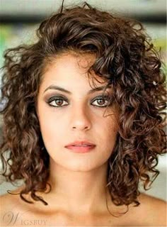 Side Swept Bangs Curly Mid-Length Human Hair Lace Front Wigs 12 Inches: M.Wigsbuy.com Mid Length Curly Hairstyles, Short Curly Cuts, Shoulder Length Curly Hair, Short Curly Haircuts, Medium Curly Hair Styles, Haircuts For Curly Hair, Very Short Hair, Penteado Cabelo Curto, Curly Bob Hairstyles