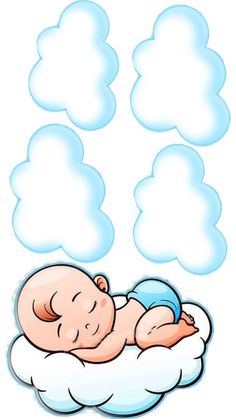 a baby sleeping on top of a cloud