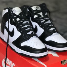 Nike High Top Sneakers White Nike High Tops, Nike High Top Sneakers, Nike High Top, Fire Shoes, Black And White Nike, Nice Clothing, Custom Painted Shoes, Black And White Nikes, Nike High Tops