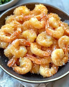 a close up of a plate of food with shrimp