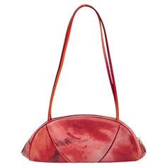 From the 2001 collection. Vintage. Red suede. Gold-tone hardware. Patent leather trim. Dual shoulder straps. Nylon lining. Zip closure at top. Color: Red Material: Suede and textured Date code: MA-0031 Height: 5.25" Width: 11" Depth: 3.25" Shoulder Strap Drop: 11.5” Condition: Very good. Hole in the interior logo flap as this is a runway piece never went into production. Made in France Red Leather-lined Shoulder Bag For Evening, Red Shoulder Bag Outfit, Red Shoulder Bag, Vintage Leather Handbag, Retro Handbags, Interior Logo, Dior Vintage, Red Suede, Nylon Bag