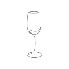 a single line drawing of a wine glass on a white background, minimalistic style