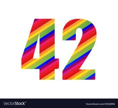 the number 42 with multicolored stripes