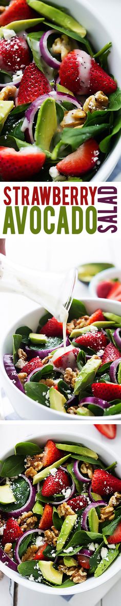 this salad is made with fresh strawberries and avocado