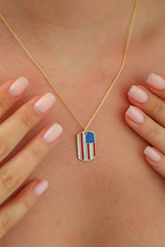 Diamond United States Flag Patriotic Necklace, Proud American Meaningful Necklace, Independence Day 4th of July Necklace, Usa Flag Jewelry Our gold diamondnecklaces are perfect choice for a Christmas, Mother's Day, valentine's day, birthday, wedding, anniversary, graduation, engagement, bridesmaid, and best friends gift. It's a good way to show appreciation to your mom, girlfriend, wife, grandmother, grandchildren, daughter, sister, best friend, boss or a co-worker. Also, a special treat just fo Patriotic Necklace, Meaningful Necklace, Proud American, Sister Best Friend, United States Flag, Ruby Diamond Rings, State Flags, Usa Flag, Grandchildren