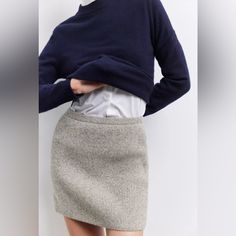 High Waist Mini Skirt Made Of 50% Wool. Elastic Waistband. Color: Tan Marl | 2142/229 New With Tags High Waist Mini Skirt, Knit Mini Skirt, Zara Skirts, Wool Skirts, Zara Basic, Knit Skirt, Mini Skirt, Wool Blend, High Waist