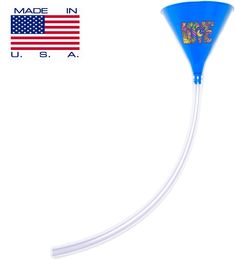 a blue funnel shaped object with an american flag on it's side and the words made in u s a