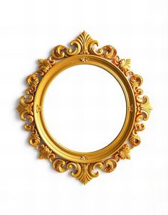 an ornate gold frame on a white background