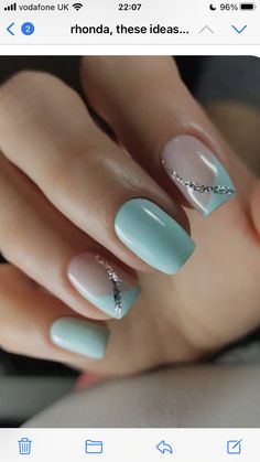 Turquoise Nail Designs, Elegant Touch Nails, Blue Nail Art Designs, Turquoise Nails, Square Nail Designs, Fancy Nails Designs, Simple Gel Nails, Work Nails