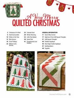 the cover of a christmas quilt book, with instructions to make it look like they have been