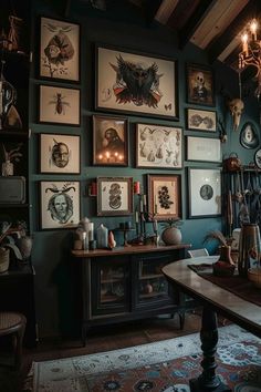 Oregon Aesthetic, Gothic Library, Dark Academia Home, Moody Home Decor, Portland House, Gothic Artwork, Moody Decor, Dark Academia Decor, Urban Cowboy