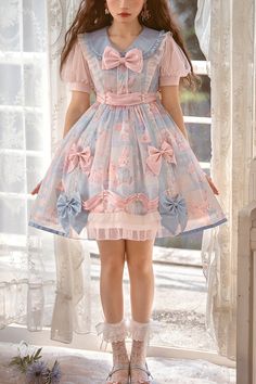 SKU: LIN01892 Fabric: Polyester Style types: Sweet Lolita Season: Spring, Summer, Autumn, Winter Include: Dress*1 (Any of the accessory is not included.) Size(IN) Bust Waist Sleeve Length Shoulder Width Length S 35.43 29.92 8.27 14.57 34.65 M 37.01 31.50 8.66 14.96 35.43 L 38.58 33.07 9.06 15.35 36.22 Size(CM) Bust Waist Sleeve Length Shoulder Width Length S 90 76 21 37 88 M 94 80 22 38 90 L 98 84 23 39 92 Pink Summer Dress Casual, Fashion Genres, Rp Outfits, Rabbit Candy, Candy Paper, Style Types, Op Dress, Bunny Dress, Doll Collar