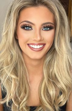 Pageant Makeup For Pink Dress, Pageant Makeup Looks, Pageant Makeup For Brunettes Blue Eyes, Theater Makeup Looks, Pageant Makeup For Blondes Blue Eyes, How To Do Pageant Makeup, Pageant Interview Makeup, Blonde Hair Blue Eye Makeup, Make Up For Blondes With Blue Eyes