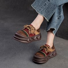 Gender: Women Type: Casual Shoes Main Materials: Cowhide Insole: Pigskin Sole: Rubber Type of Closure:... Platform Casual Shoes, Oxford Boots, Sole Shoes, Pig Skin, Fall Shoes, Retro Stil, Spring Shoes, Winter Shoes, Casual Shoes Women