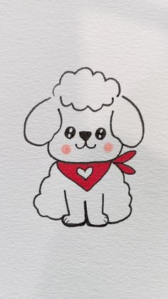 a drawing of a dog with a heart on it's chest