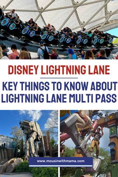 the disneyland lighting lane is an amusement park with many rides, and people are looking at them