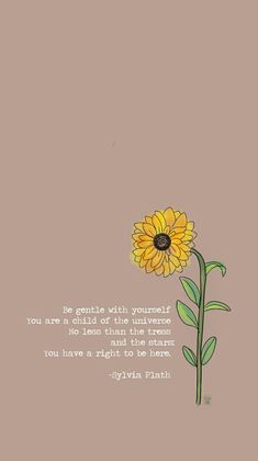 a yellow flower with a quote on it