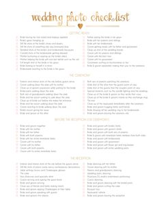 the wedding photo checklist is shown here