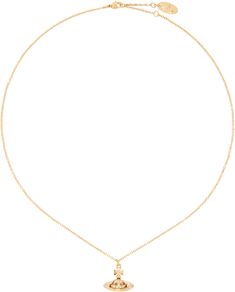 Fine cable chain necklace in gold-tone brass. · Logo pendant with cubic zirconia at drop · Logo plaque at adjustable lobster-clasp fastening · L17.5 Supplier color: Gold Drop Logo, Cable Chain Necklace, Bas Relief, Accessories Jewelry Necklace, Watch Necklace, Vivienne Westwood, Cable Chain, Lobster Clasp, Cubic Zirconia