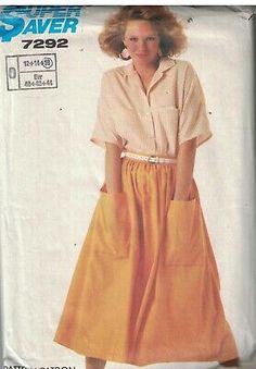 a woman's dress sewing pattern with pockets and buttons on the front, in yellow