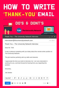 an email to someone on their computer with the words how to write thank - you email do's and don'ts