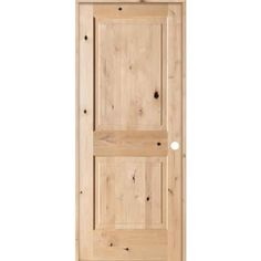 a wooden door with no glass on the front and side paneled in pine wood