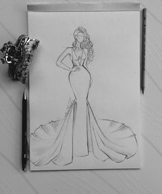 Fashion Design Inspiration, Dramatic Dresses, Fashion Figure Drawing, Cool Pencil Drawings, Clothing Design Sketches