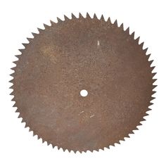 an old metal circular saw blade on a white backgrounge background with clipping for text