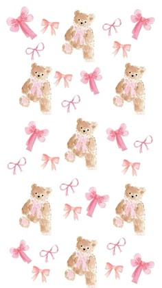 stickers with pink bows and teddy bears on them, all in different shapes and sizes