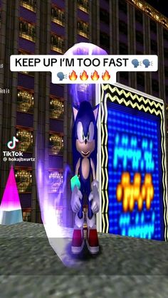 sonic the hedgehog running in front of a video game screen