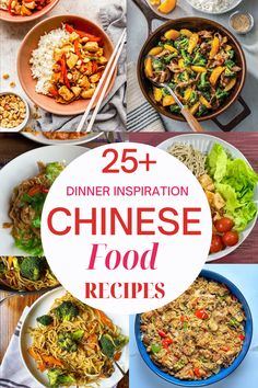 chinese food is shown with the words 25 dinner inspirations