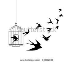 Liberation symbol. Swallow birds flying out of cage Swallow Birds, Bottle Drawing, Art Studio Design, Dance Paintings, Girls Cartoon, Beautiful Flowers Wallpapers, Bird Drawings, Girls Cartoon Art