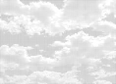 a black and white photo of clouds in the sky with halftone dots on it