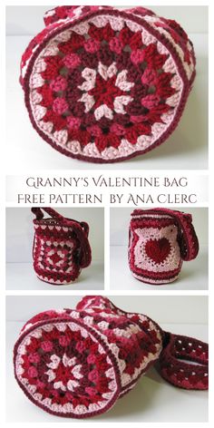 crocheted granny's valentine bag free pattern by anacric